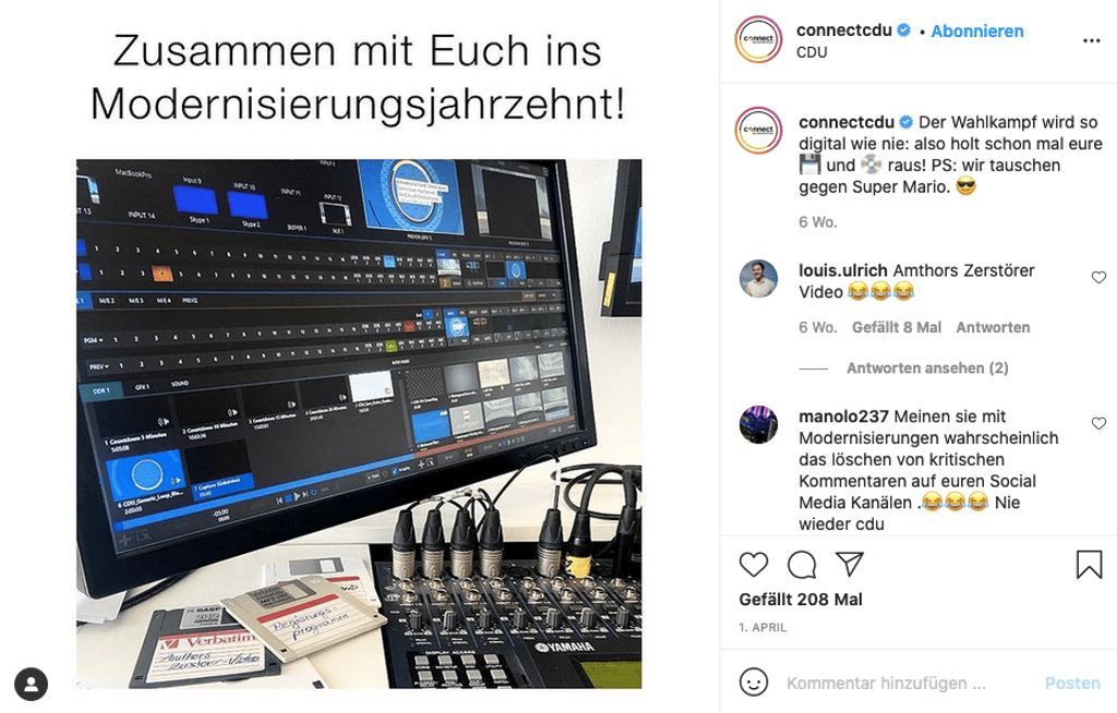Mit diesem Post wirbt "Connectcdu" für die Digitalisierung in Deutschland.