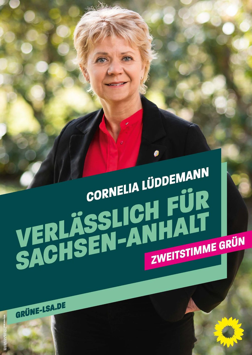 Die Grünen verwenden prominent ihre Hausfarbe.