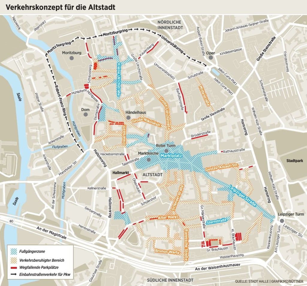 So sieht das geplante Verkehrskonzept für Halles Innenstadt aus.