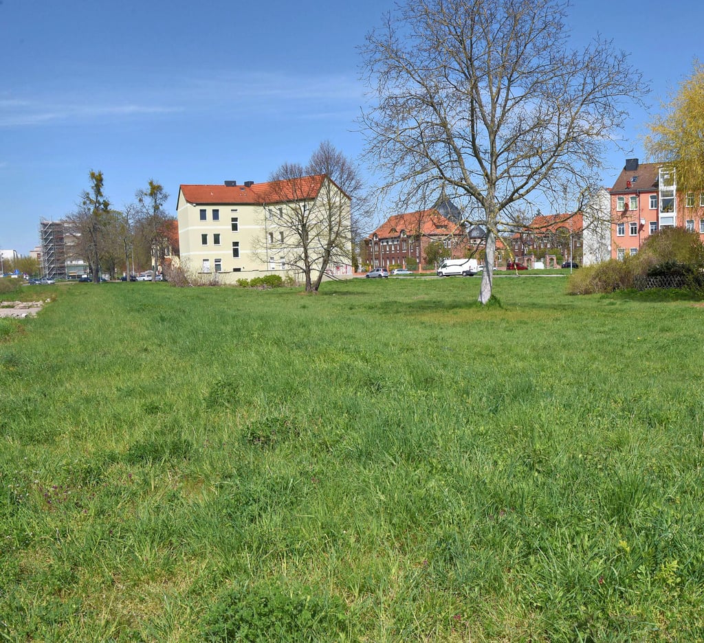 Auf der Wiese in der Gartenstraße entsteht bald ein Spielplatz.