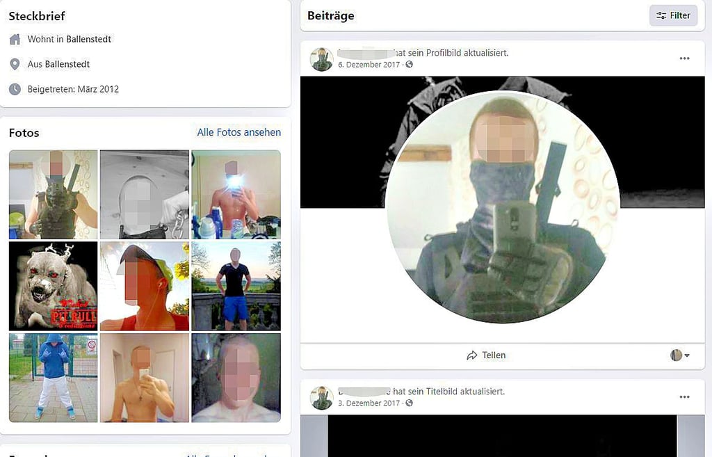Als Ninja kostümiert, präsentiert sich der Tatverdächtige aus Ballenstedt auf seinem Facebook-Profil.