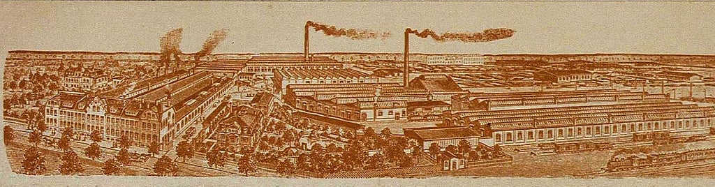 Eine historische Darstellung der Fuhrmannschen Fabrik in Jessen