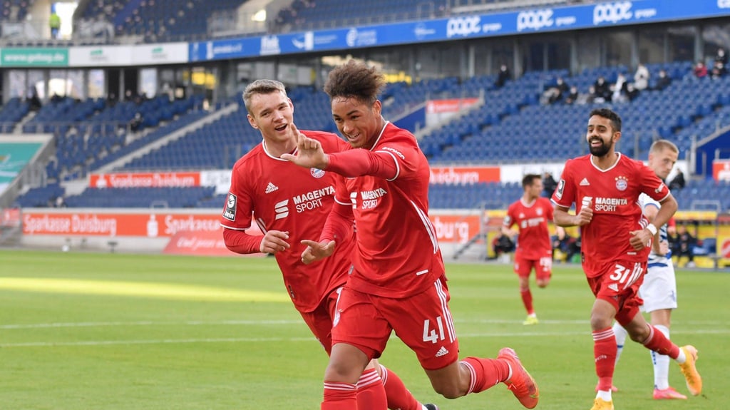 Gegen den MSV Duisburg schoss Armindo Sieb (41) ein Tor für den FC Bayern München II in der 3. Liga.