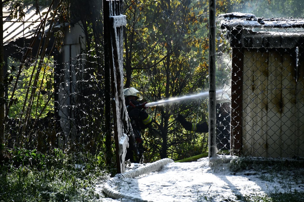 Laubenbrand in der Stadtparkstraße im Magdeburger Stadtpark.