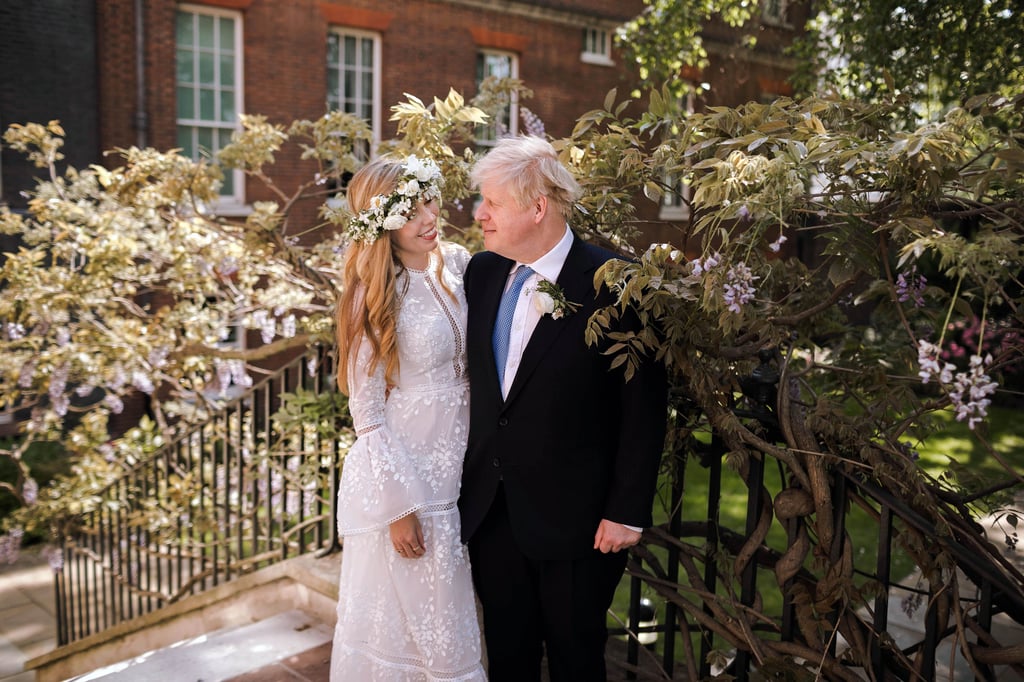 Premierminister Boris Johnson und Carrie Johnson im Garten von Downing Street Nr. 10 nach ihrer Hochzeit
