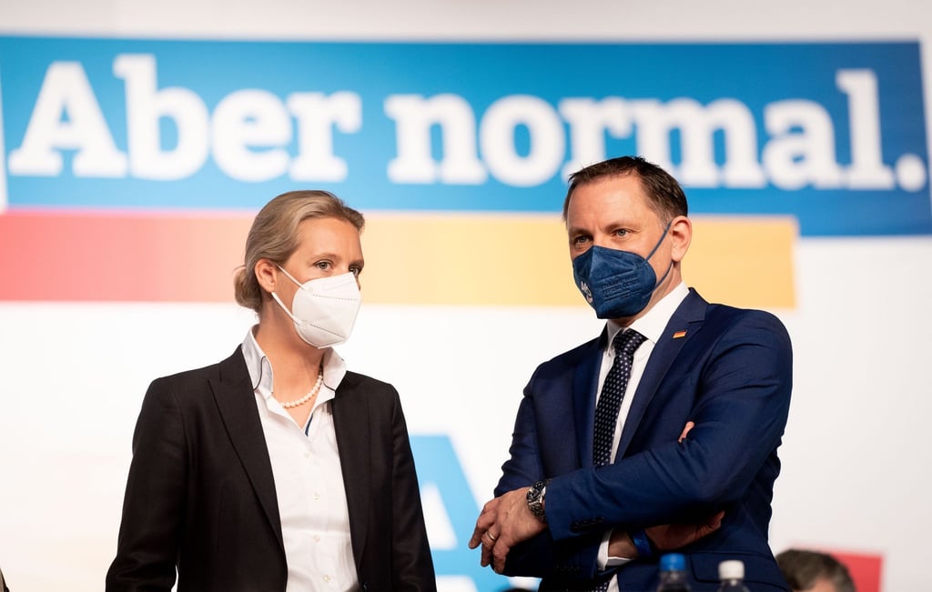 AfD-Franktionsvorsitzende Alice Weidel (l) und AfD-Bundessprecher Tino Chrupalla treten als Team an.