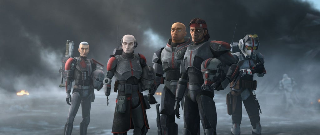 Die gloreichen Fünf: Crosshair (l-r), Echo, Wrecker, Hunter und Tech.