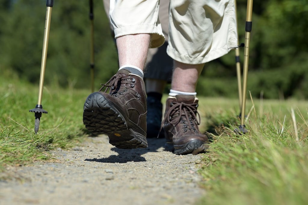 Wanderschuhe und Stöcke