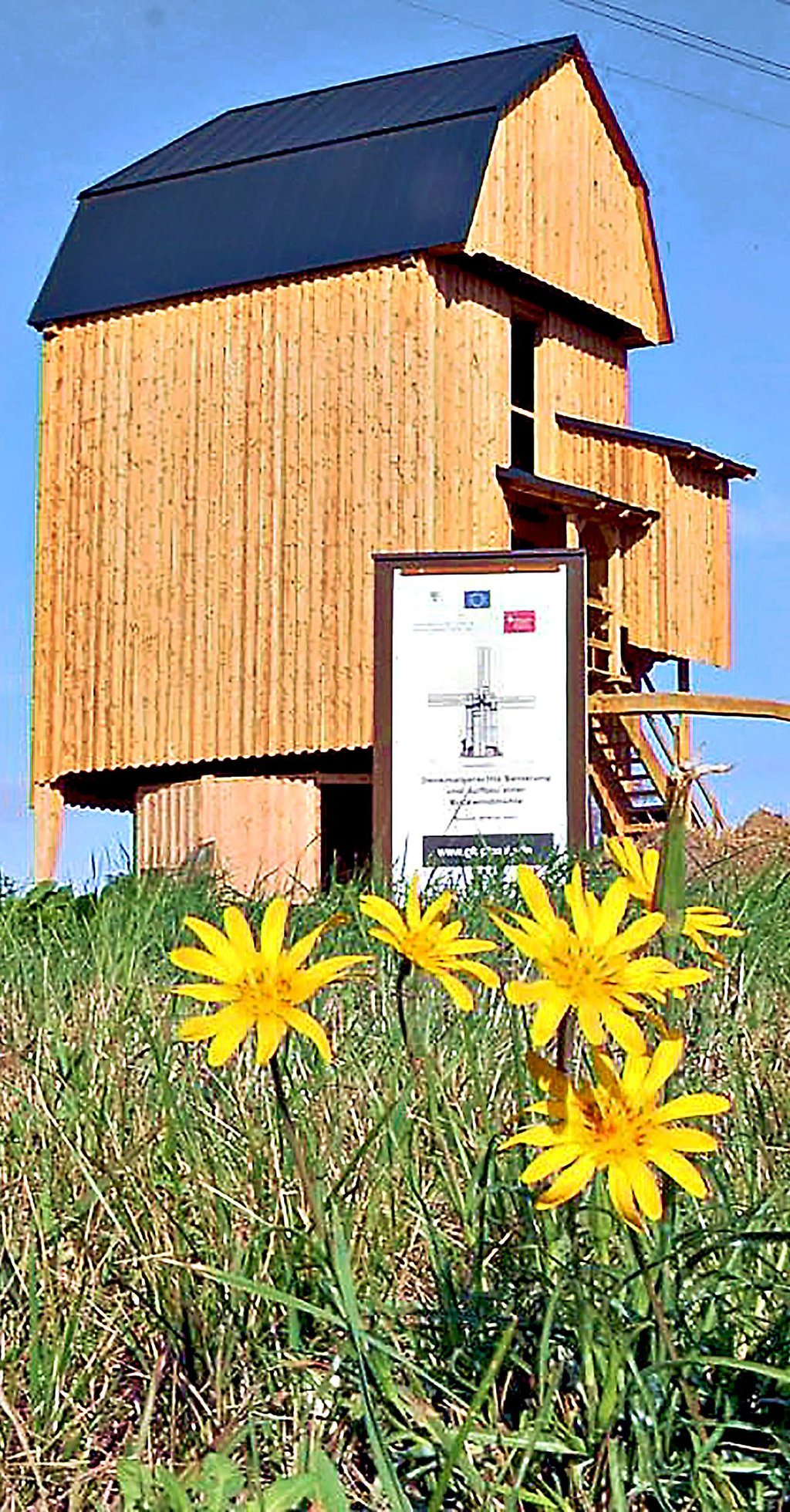 Die Bockwindmühle in Plossig soll im Juni 2022 eingeweiht werden. Die Flügel und die Technik müssen noch an- und eingebaut werden.