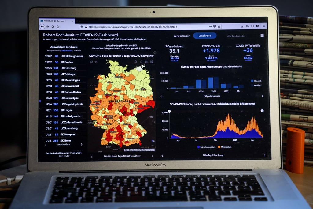 Blick auf das Covid-19-Dashboard des Robert Koch-Institut am 31.05.2021.