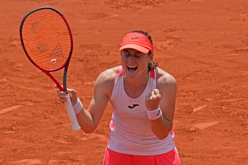 Tamara Zidansek feiert ihren Sieg im Viertelfinale.