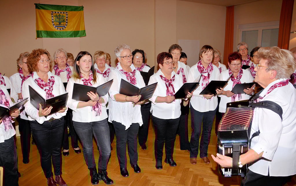 Im Februar 2020 trat der Frauenchor Steimke das letzte Mal vor der Corona-Pandemie auf. Nun sehnen sich die Frauen unter der musikalischen Leitung von Elisabeth Bratke (rechts) nach dem ersten Singeabend. Den soll es unter freiem Himmel geben.
