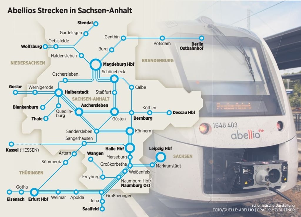 Abellios Strecken in Sachsen-Anhalt