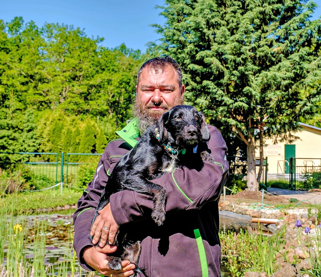 Björn Schloss leitet das Wittenberger Tierheim. Hundedame „Hilde“ jedoch lebt nicht in der Einrichtung, vielmehr gehört sie zum Chef.