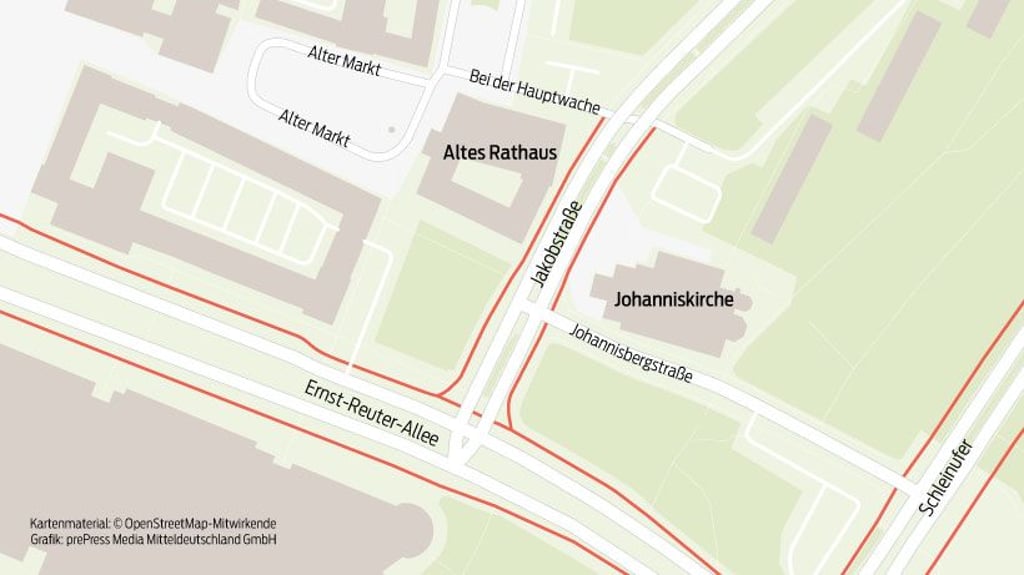 Nur ein kurzes Stück der Jakonstraße in Magdeburg hat einen echten Radweg.