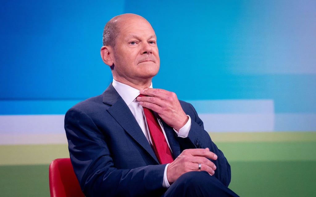 Olaf Scholz (SPD), SPD-Kanzlerkandidat und Bundesminister der Finanzen, beantwortet Fragen im „Farbe bekennen“-Studio.