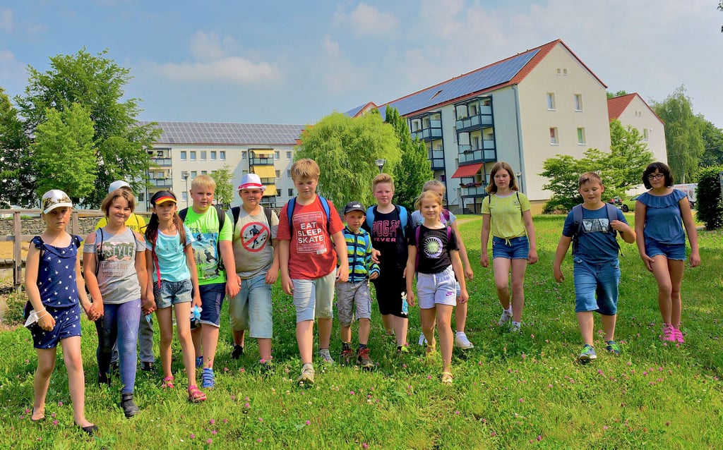 In Benndorf entdeckten die Kinder auf vielen Wohnhäusern Solardächer.