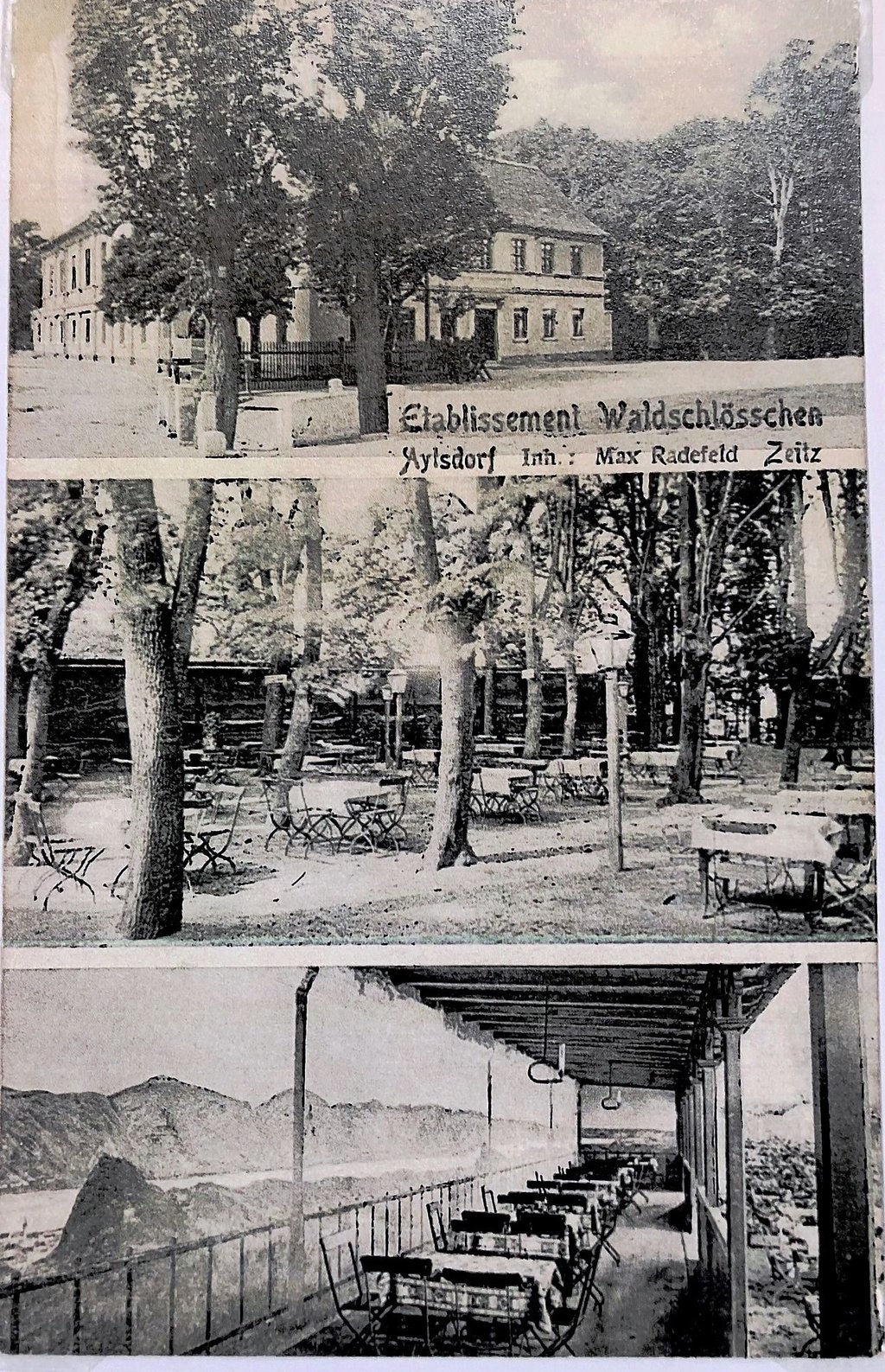 Das Waldschlösschen in der Aue (hier nach 1905) war ein beliebtes Ausflugslokal - und was immer erwähnt wird: auf drei Etagen.