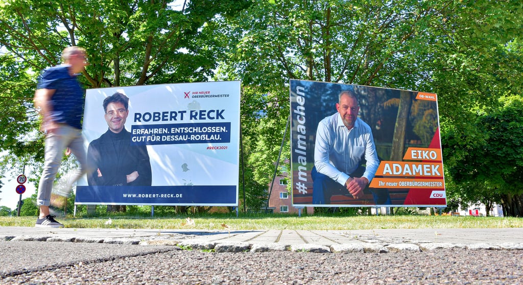 Der parteilose Wirtschaftsdezernent Robert Reck und der CDU-Stadtrat Eiko Adamek wollen Dessau-Roßlaus Oberbürgermeister werden.