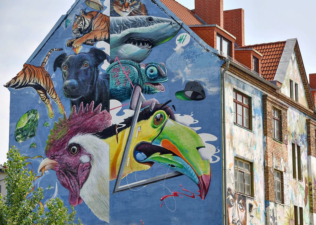 Die Arbeiten der Freiraumgalerie finden sich in ganz Halle. So wie hier in der Landsberger Straße.