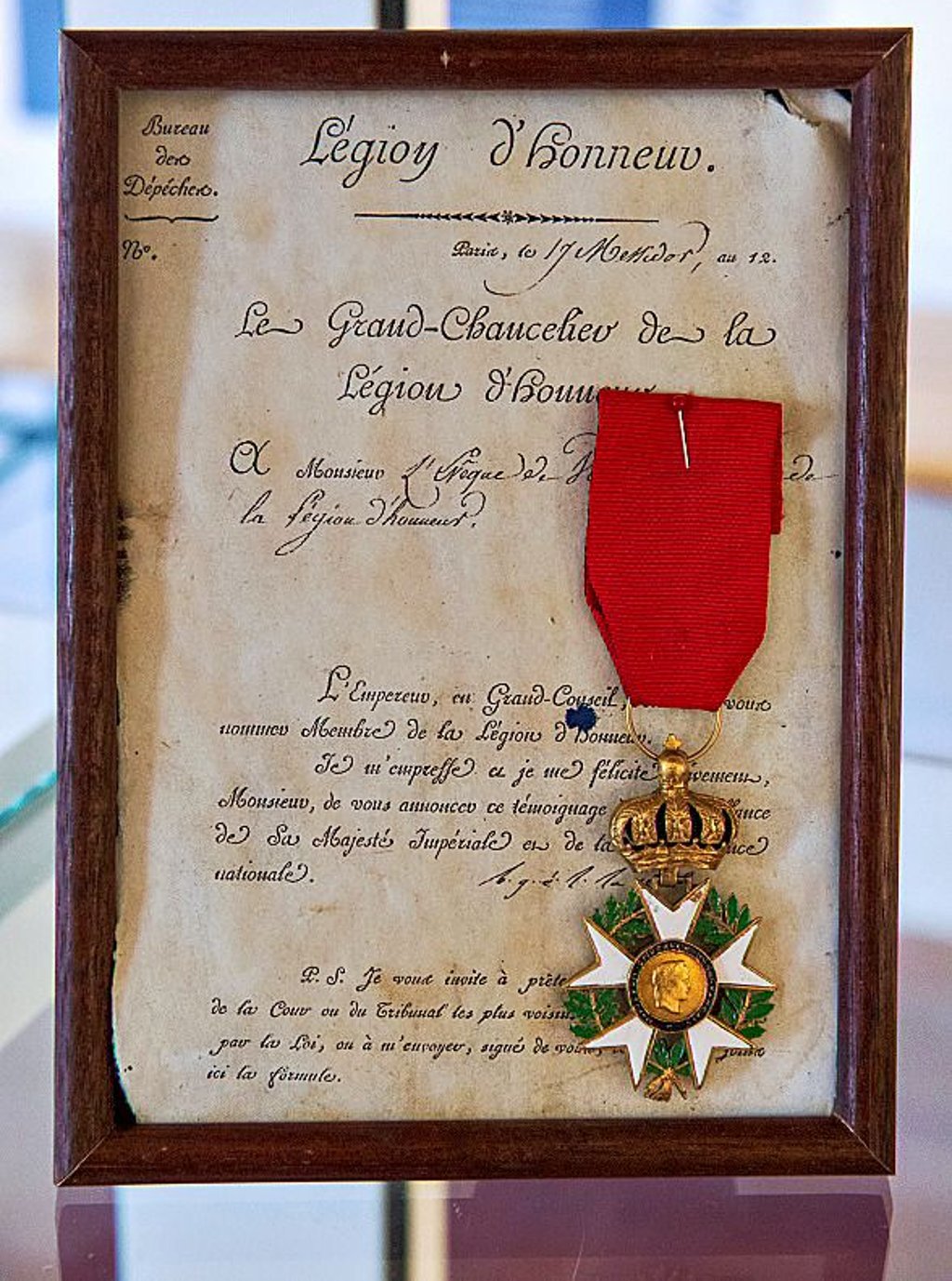 Museum Hassenhausen 1806: Orden der Ehrenlegion samt dazugehöriger Urkunde.