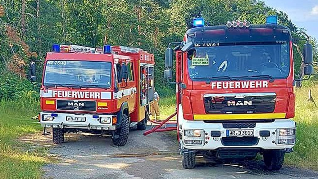 Die Wehren aus Derenburg, Heimburg und Langenstein rückten mit mehreren Tanklöschfahrzeugen zum Vegetationsbrand im Osterholz an der B 81 aus.