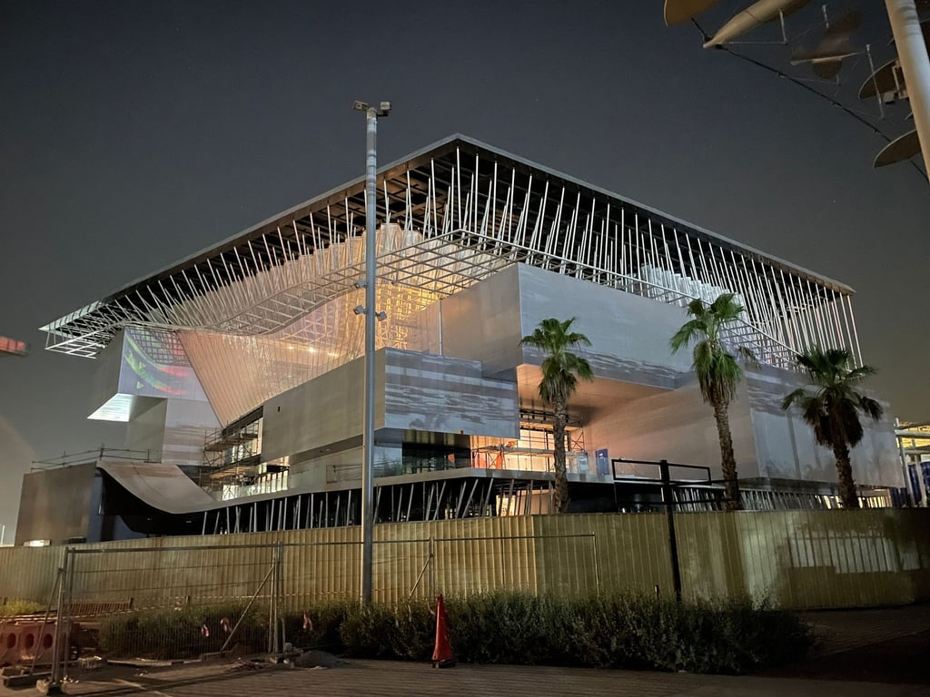 Der deutsche Pavillon im Aufbau bei der Expo 2020.