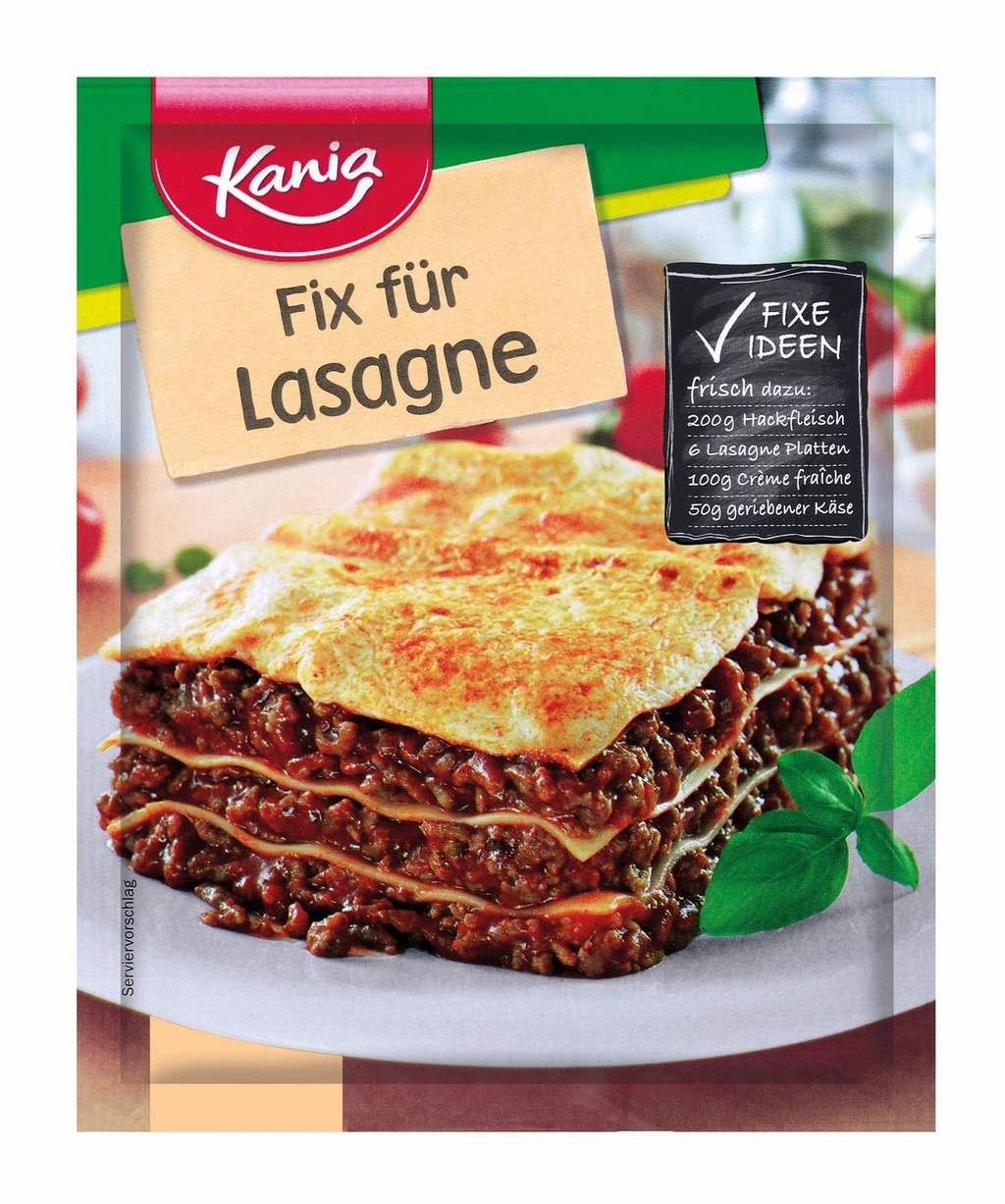 „Kania Fix für Lasagne“ vom Hersteller Haco.