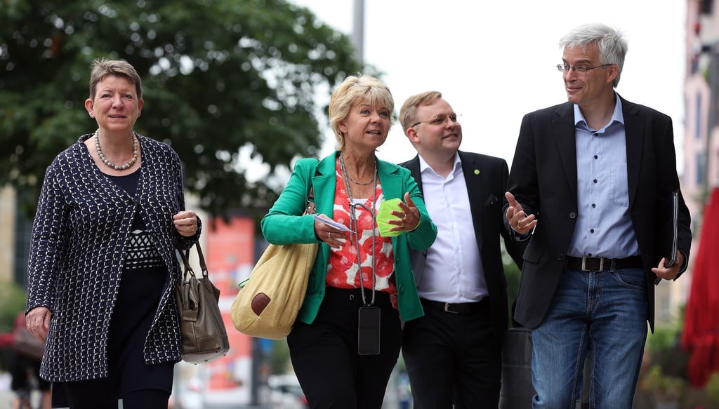 Claudia Dalbert (l-r, alle Bündnis 90/Die Grünen), Cornelia Lüddemann, John Liebau und Olaf Meister.