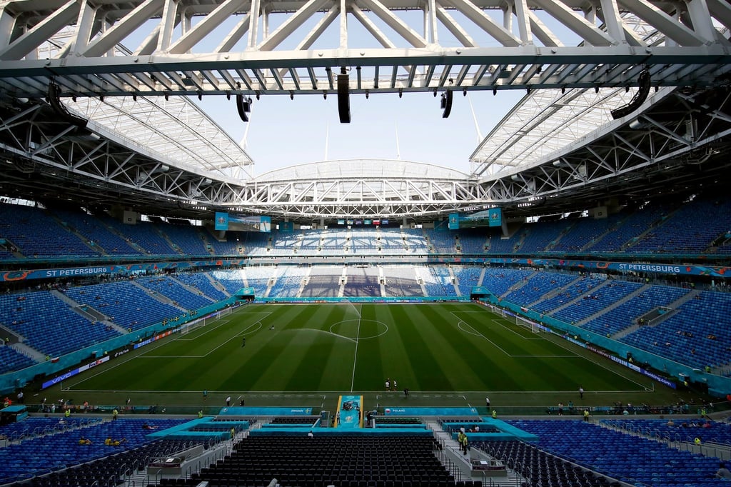 Das EM-Stadion in St. Petersburg. Die Corona-Zahlen steigen vor dem Viertelfinale in der Stadt deutlich an.