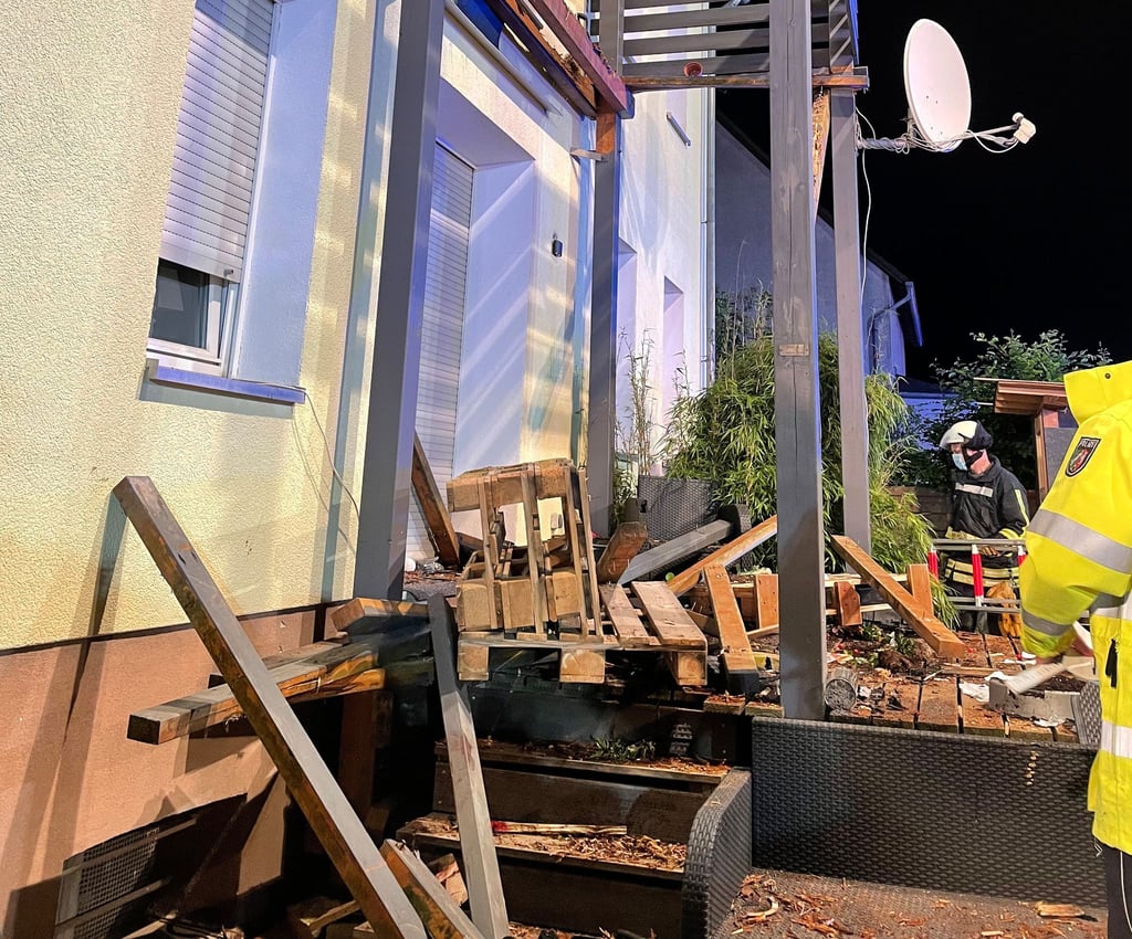 Trümmer des Balkons.