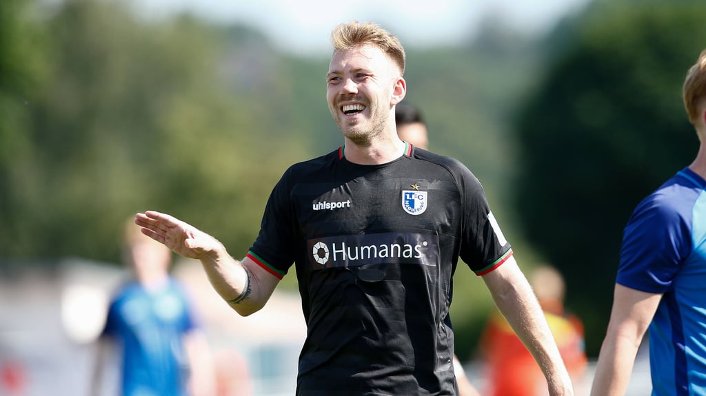 Connor Krempicki, hier bei seinem ersten Testspiel-Einsatz für den FCM.