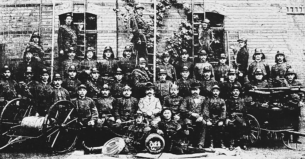 Die Feuerwehr Tangerhütte in den Gründungsjahren.