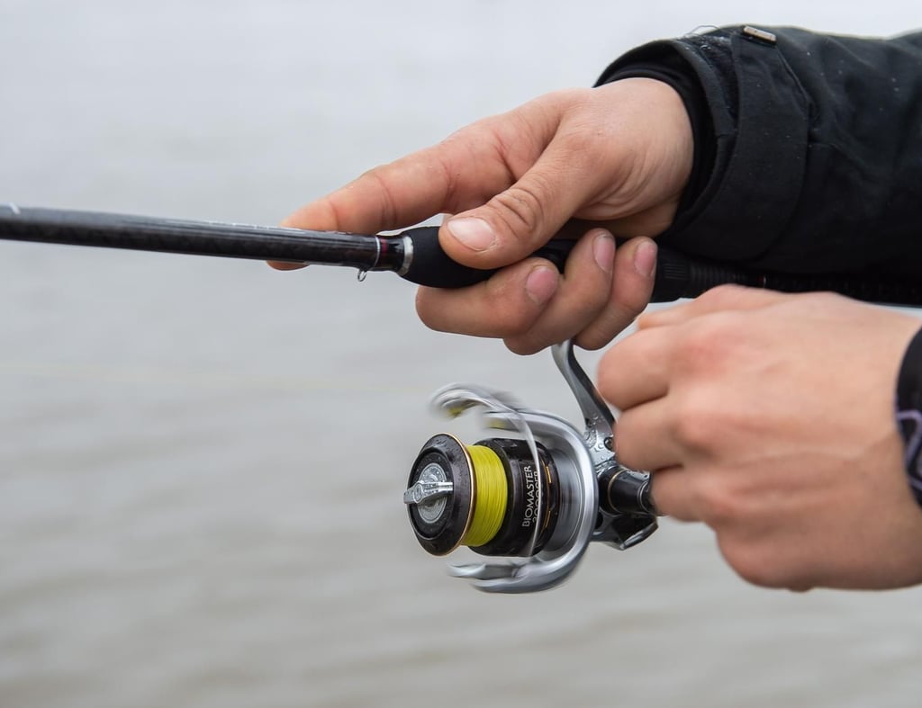 Ein Angler holt einen Fang ein.