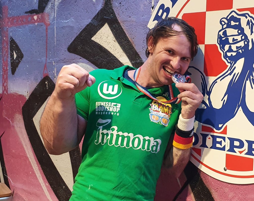 Armwrestler Matthias Schlitte tritt in der Nationalmannaschaft gegen Polen an.