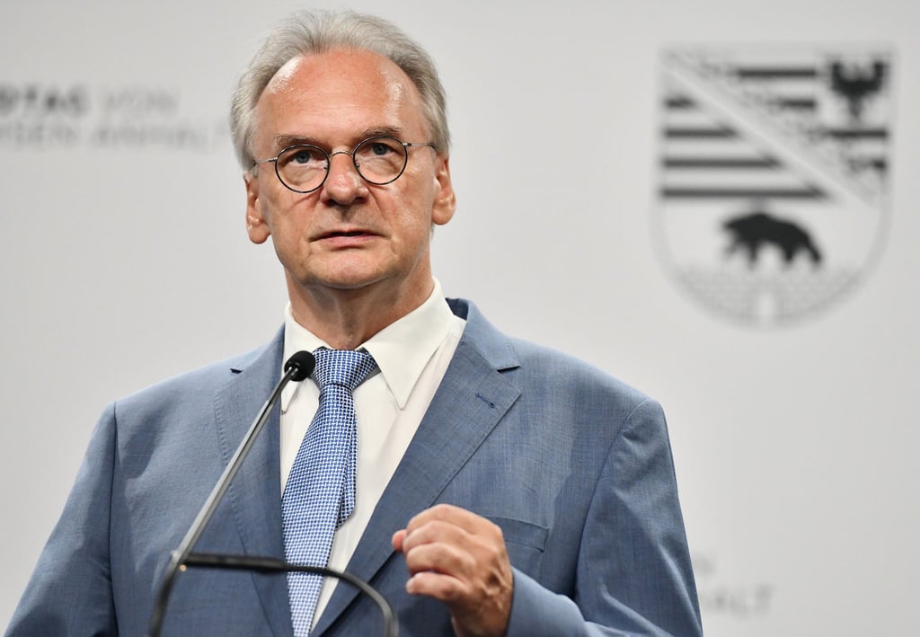 Reiner Haseloff (CDU), Ministerpräsident von Sachsen-Anhalt, spricht. Foto: Frank May/dpa