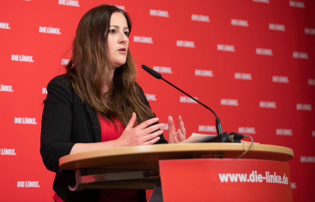 Janine Wissler, Parteivorsitzende Die Linke, gibt ein Pressestatement zu den Landtagswahlen in Sachsen-Anhalt.