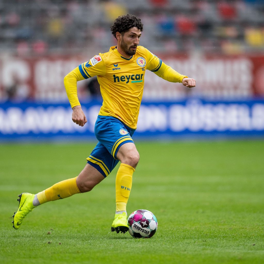 Braunschweigs Fabio Kaufmann spielt den Ball.