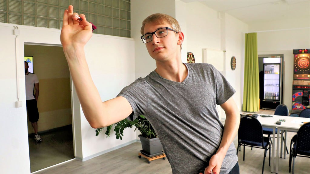 Felix Feist beim Training in der Kleinsporthalle der Grundschule Südwest in Sangerhausen.
