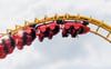 Die Achterbahn „Boomerang“ im Freizeitpark Geiselwind.
