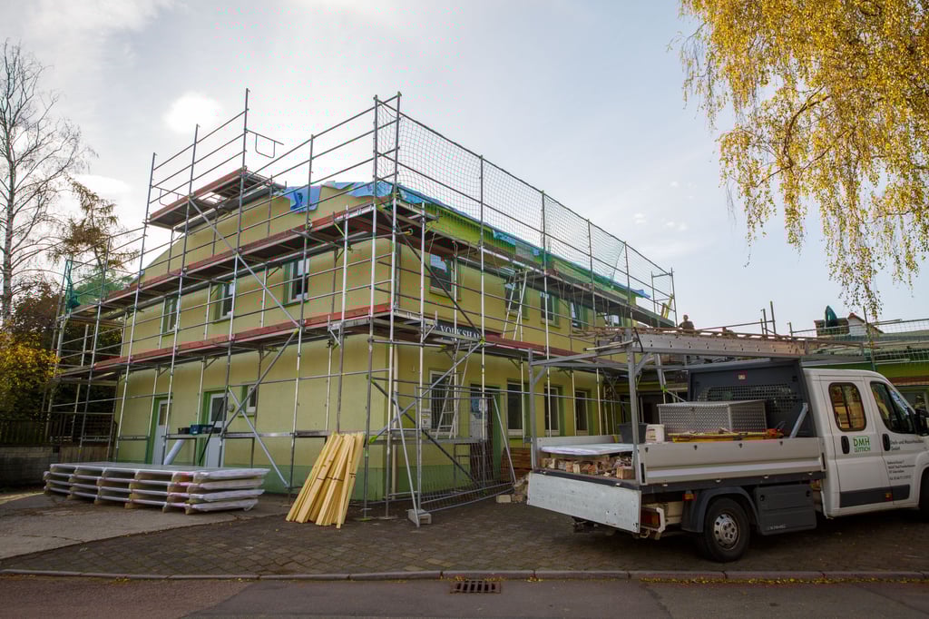 Bauarbeiten Volkshaus Taucha.