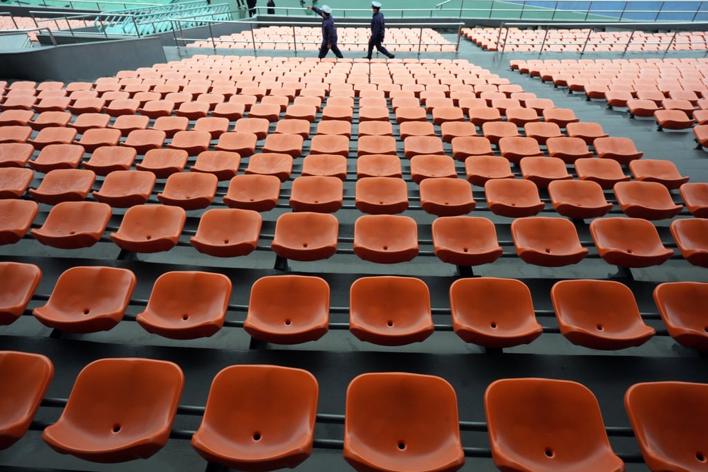 Getrübte Stimmung in Tokio: Zur Enthüllungszeremonie der olympischen Fackel blieben die Plätze leer.