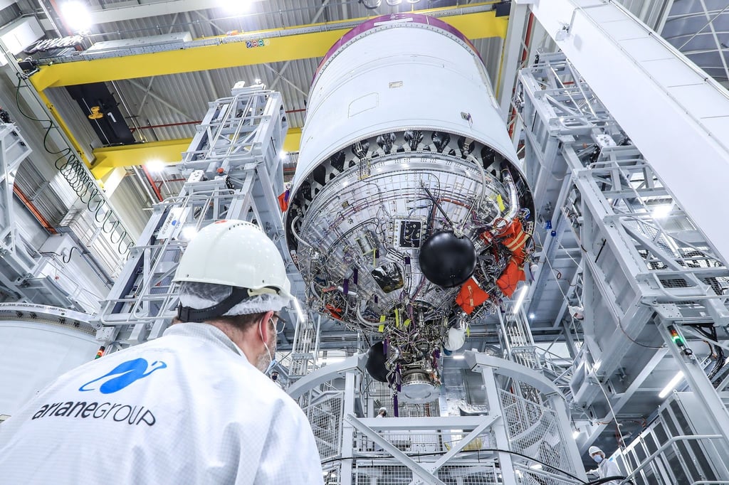 Ein funktionsfähige Testmodell der Oberstufe der neuen europäischen Trägerrakete Ariane 6.