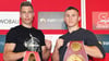 Tom Dzemski (l.) und Michael Eifert boxen am Samstag in Magdeburg gegeneinander.