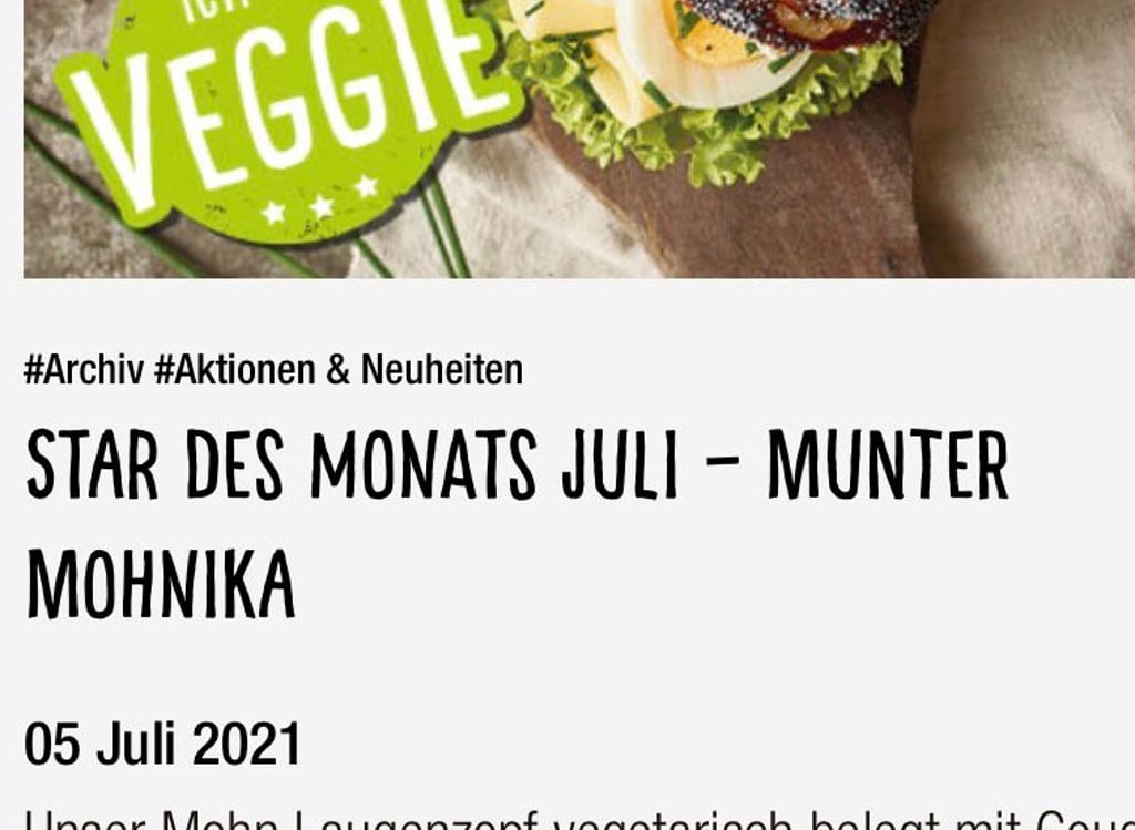 Munter Mohnika als Name für ein belegtes Brötchen ? da muss man erstmal drauf kommen.