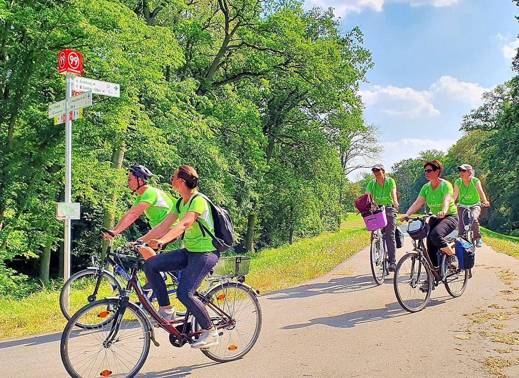 Bei 35 Grad im Schatten und radeln oftmals in praller Sonne freuten sich die Pedalenspione, am späten Nachmittag Havelberg wieder erreicht zu haben. Am Deich im Mühlenholz befindet sich der Knotenpunkt 99.