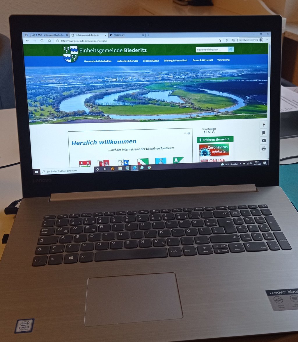 Der Internetauftritt der Gemeinde Biederitz bietet viel Service.