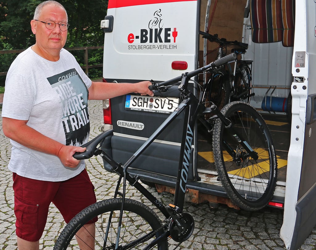 Klaus Block fährt die Verleihräder auch zu seinen Kunden im Südharz.