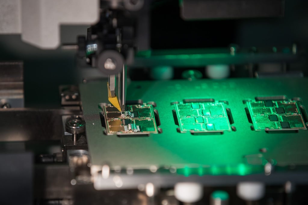 Ein Verbindungsprozess (Aluminiumbonden) zwischen Elektronikträger und Halbleiter.