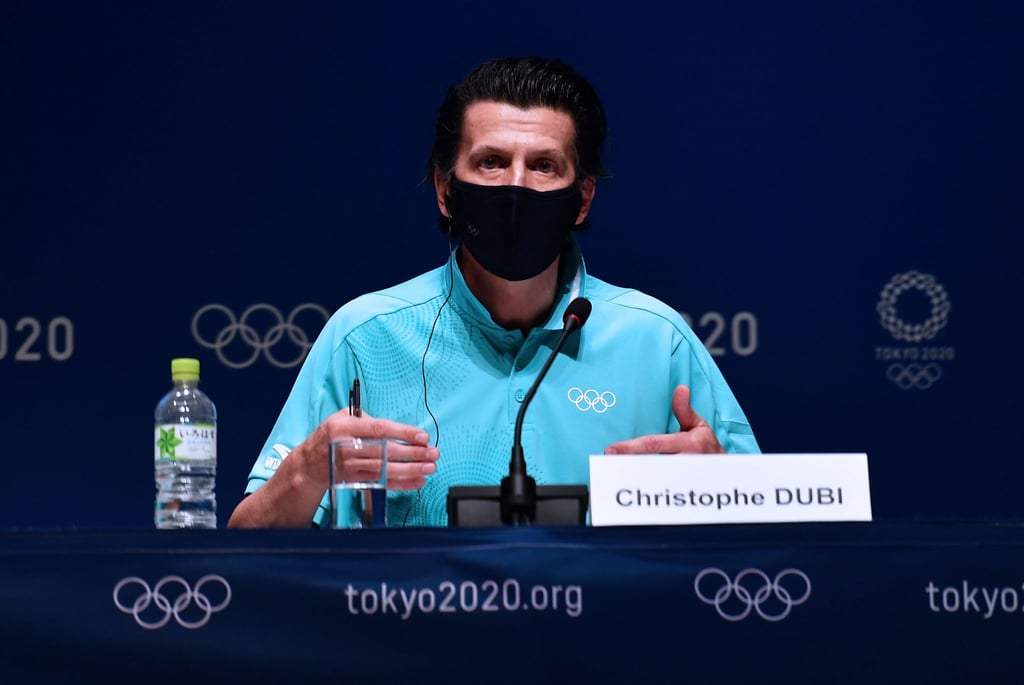 Christophe Dubi, IOC-Olympiadirektor, nimmt an einer Pressekonferenz im Hauptpressezentrum (MPC) teil.